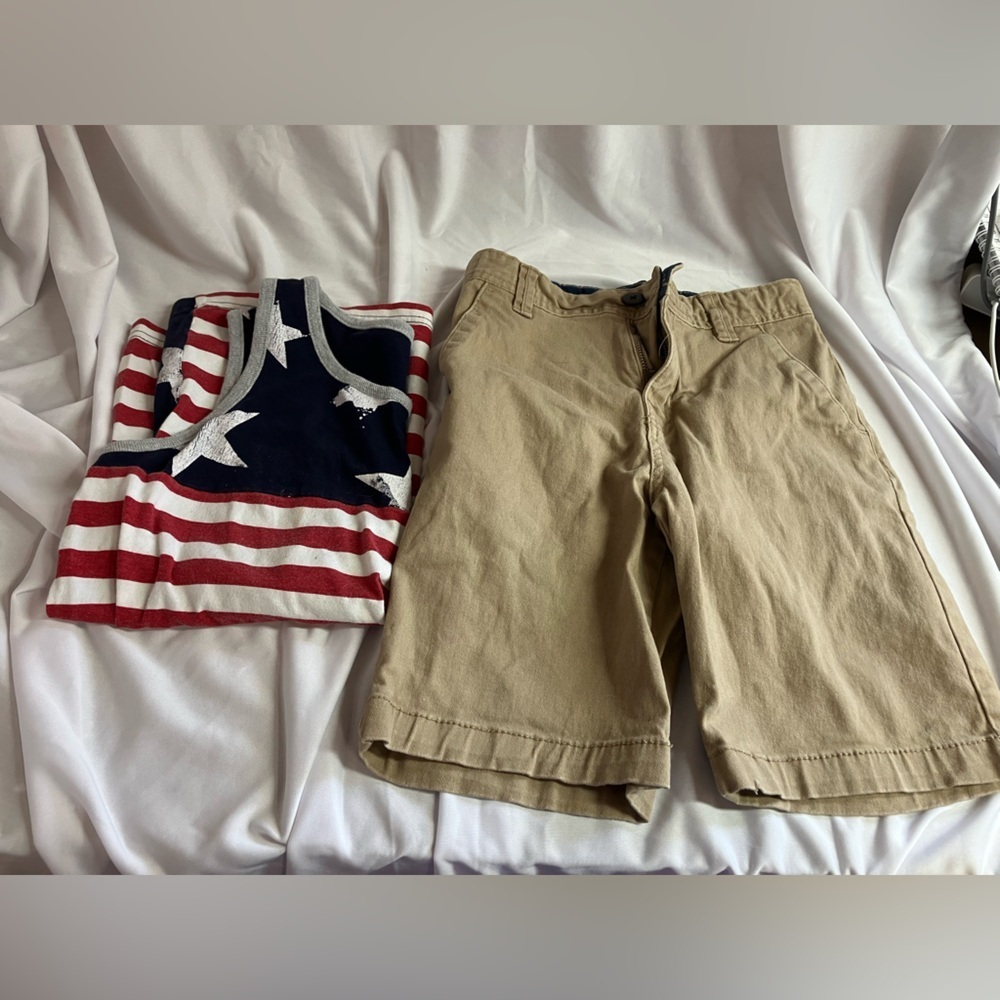 Patriotic Kids Matching Set - Red, White, and Tan